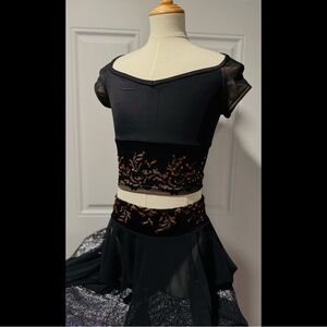Elegant X Small Adult Black Embroidered Dance Set
